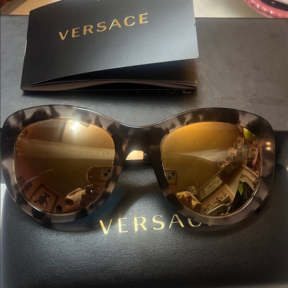 Versace Tortoise and Gold Women\'s Sunglasses